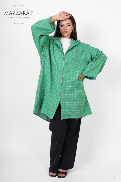 Wool Cape Jacket - Green