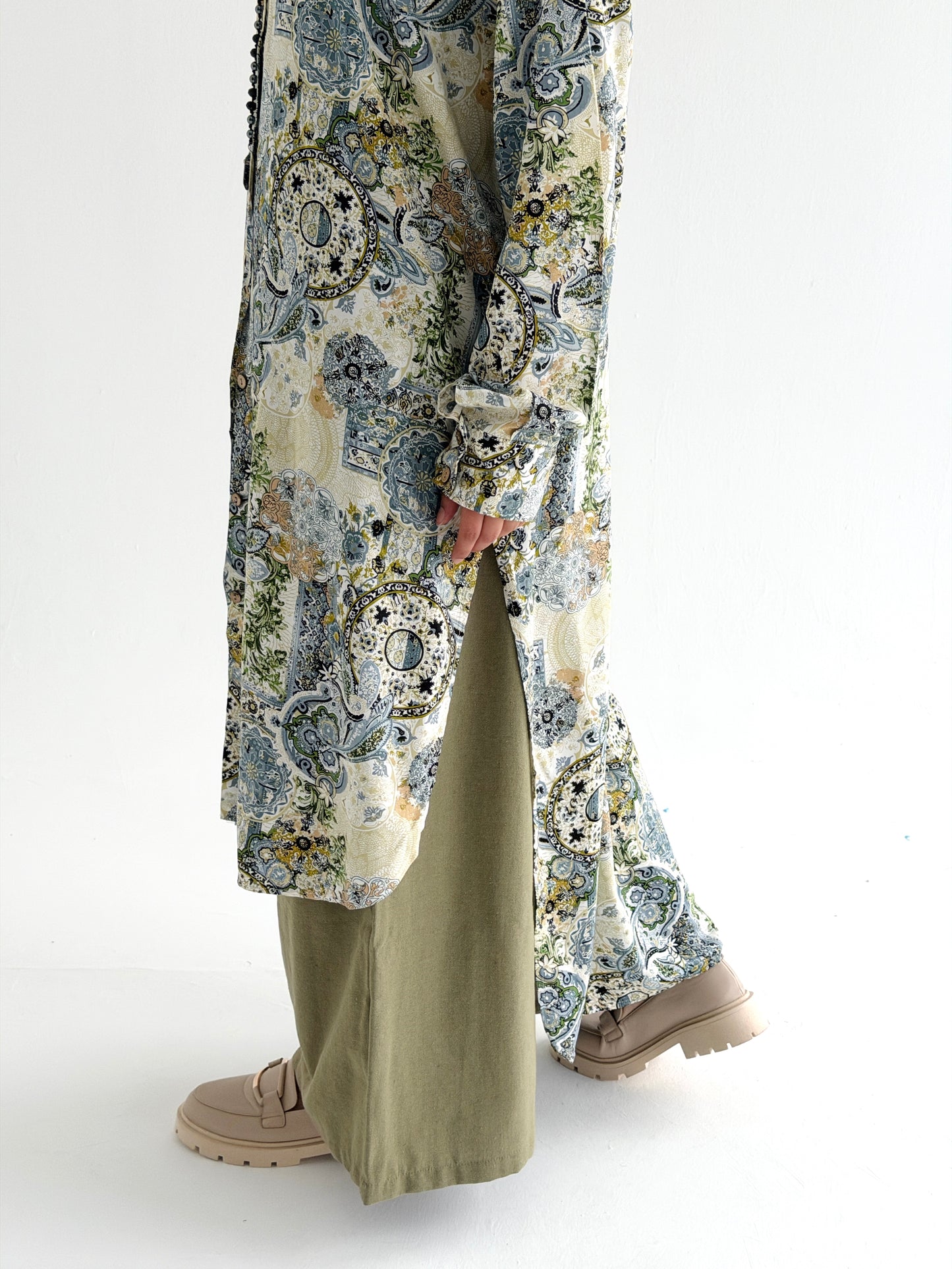Lora Cotton Shirt Dress in Olive