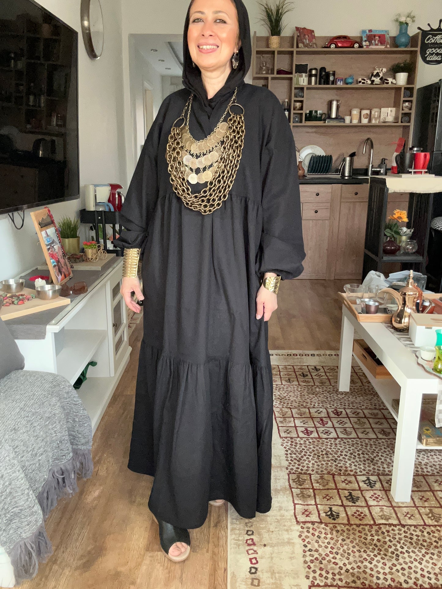 Layer Linen Dress (Black color)