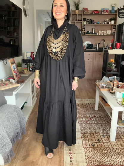 Layer Linen Dress (Black color)