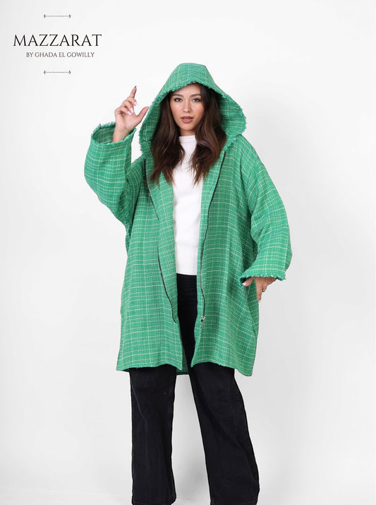 Wool Cape Jacket - Green