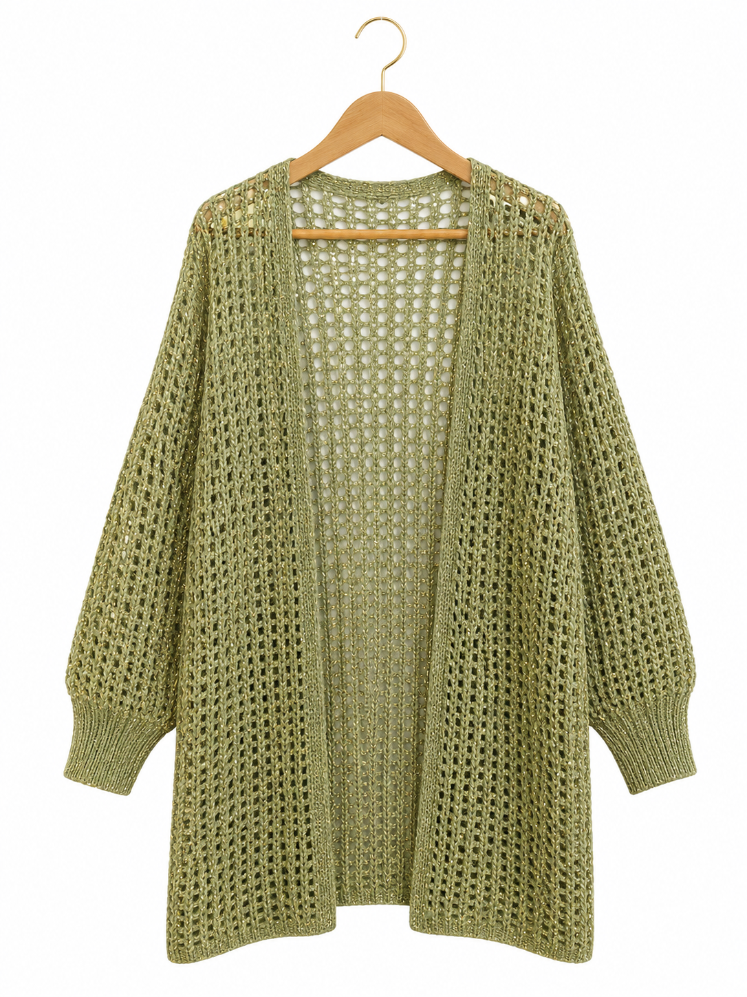 Golden Glow Crochet Kimono in Olive