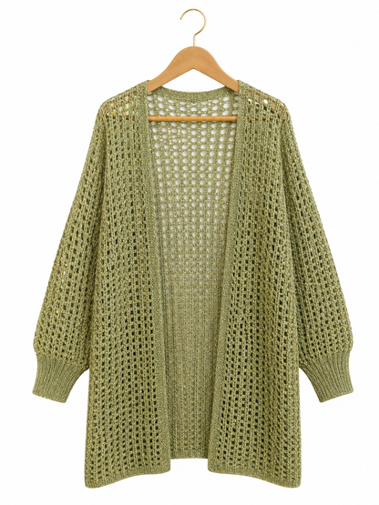 Golden Glow Crochet Kimono in Olive