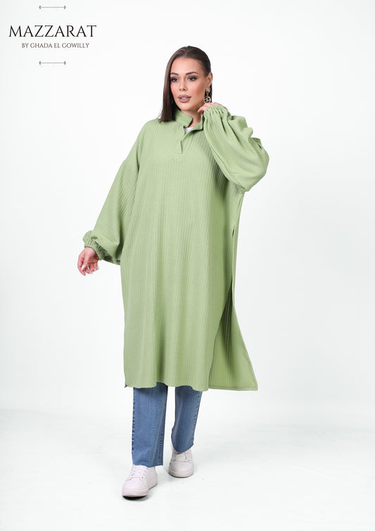 Long Top with Two Slits - Mint