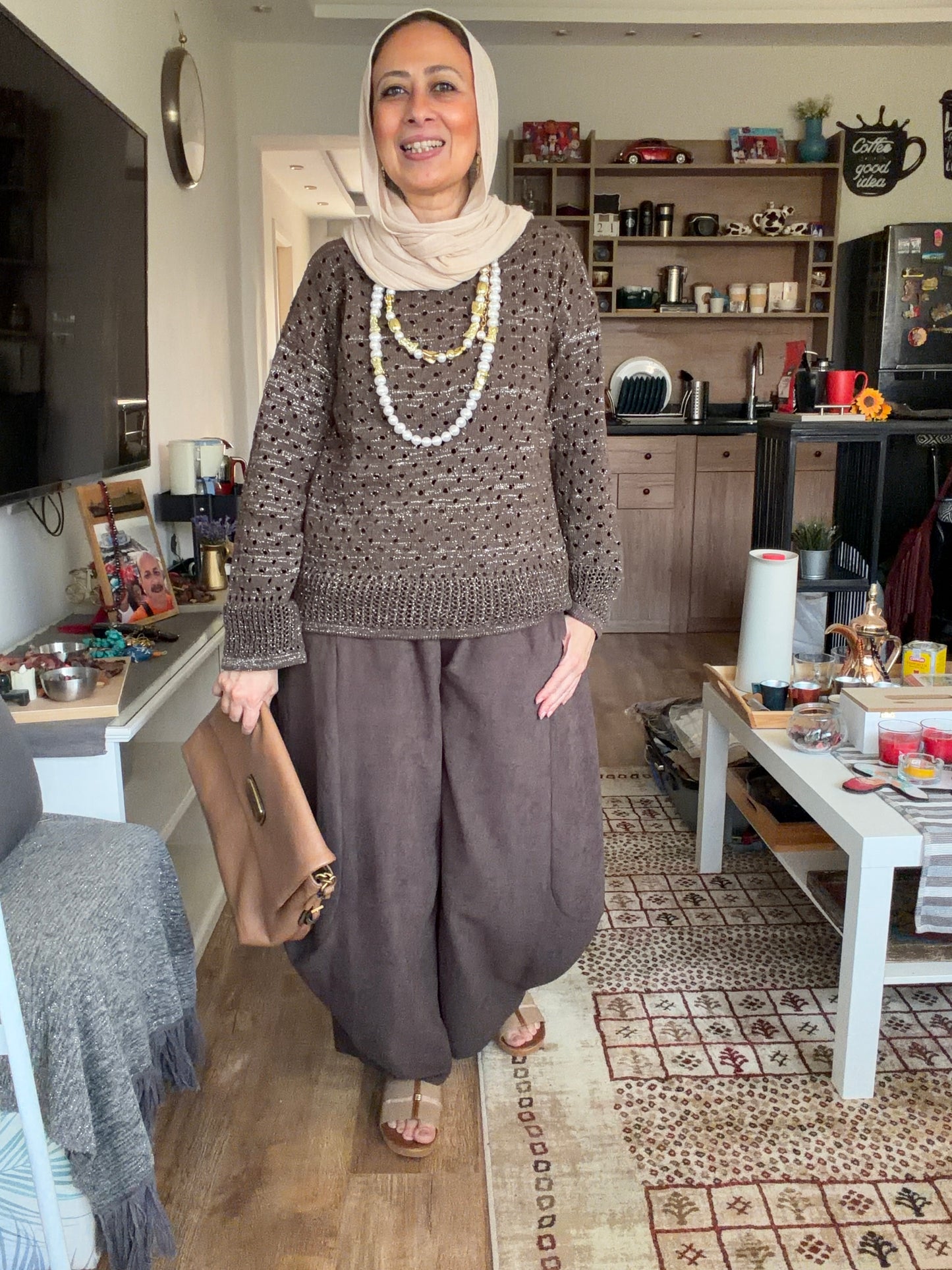 Sliver Air Knit Top in brown