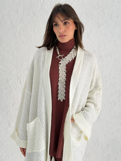 Motion Lines Coat in Off White