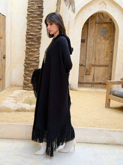 نَفَس — Nafas
Tassel Knitted Cape in black