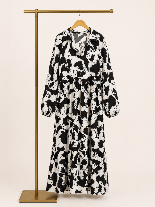 Cloud Print Maxi Dress in Black (CPD 2)