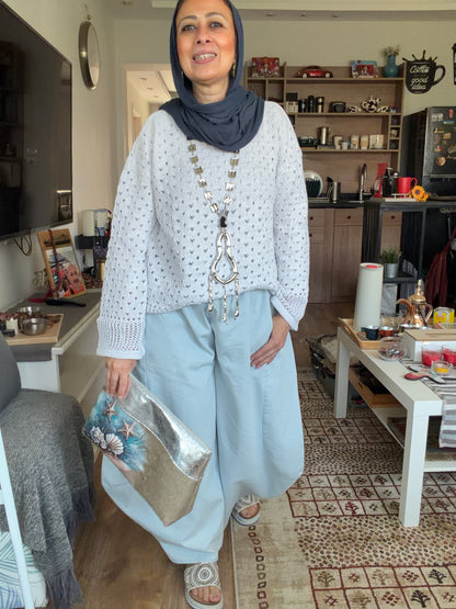 Sliver Air Knit Top in white