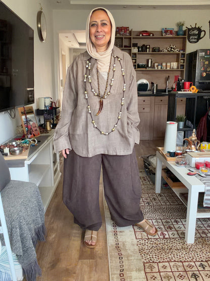 Linen Blouse With Polo Collar