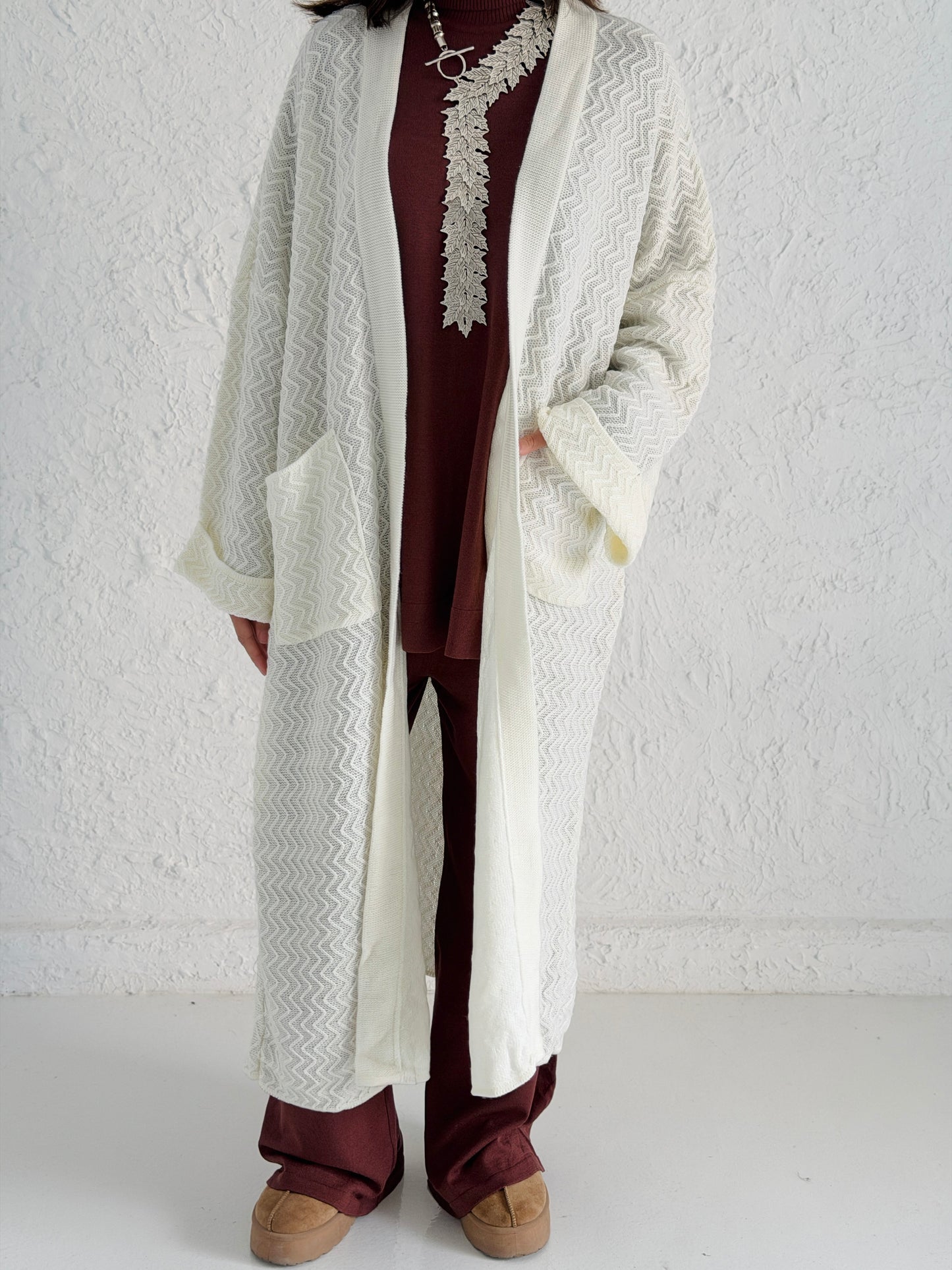 Motion Lines Coat in Off White