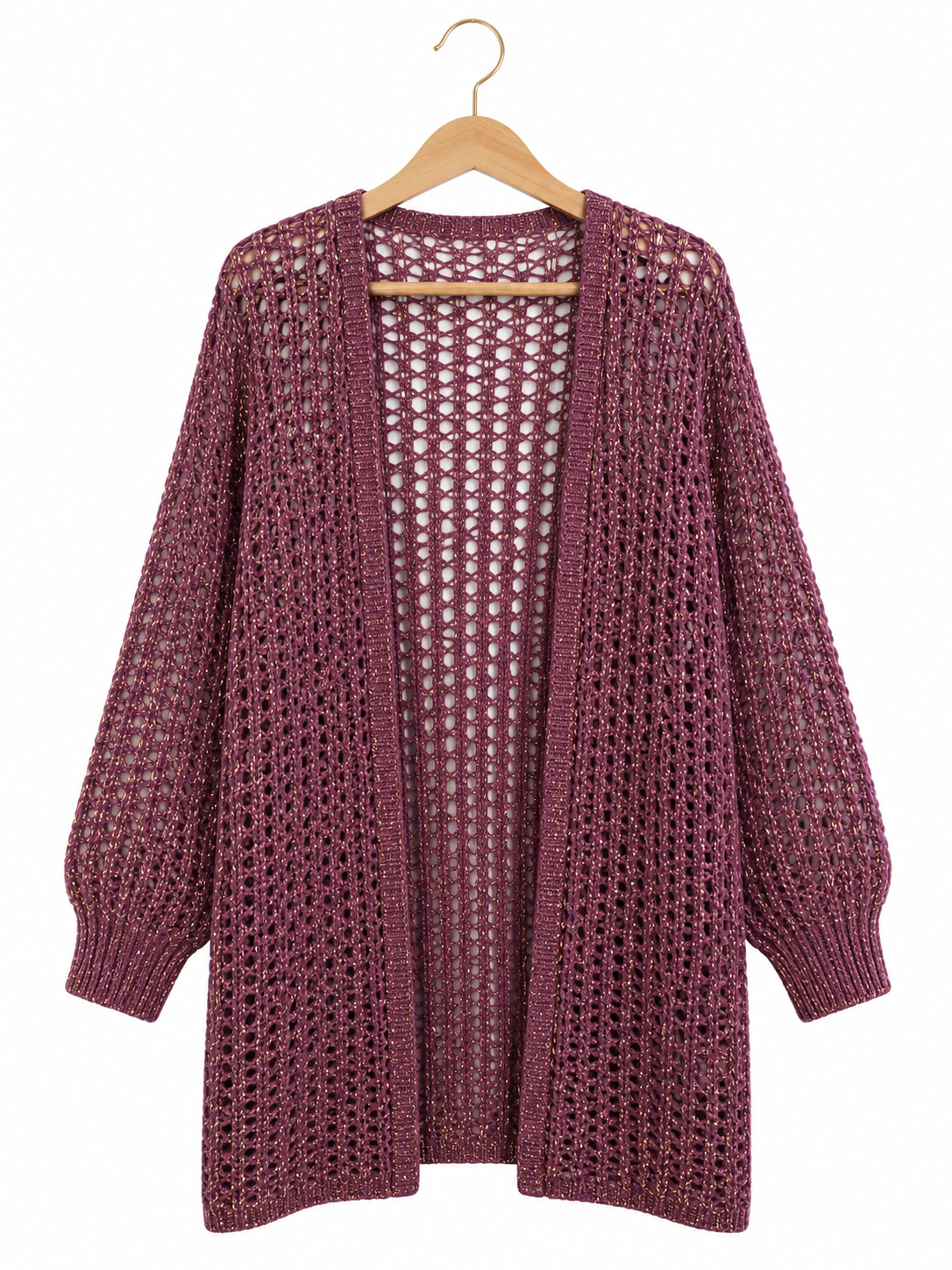 Golden Glow Crochet Kimono in     Berry Ruby