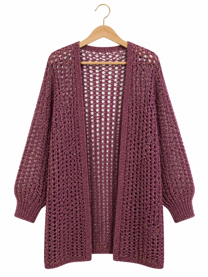 Golden Glow Crochet Kimono in     Berry Ruby