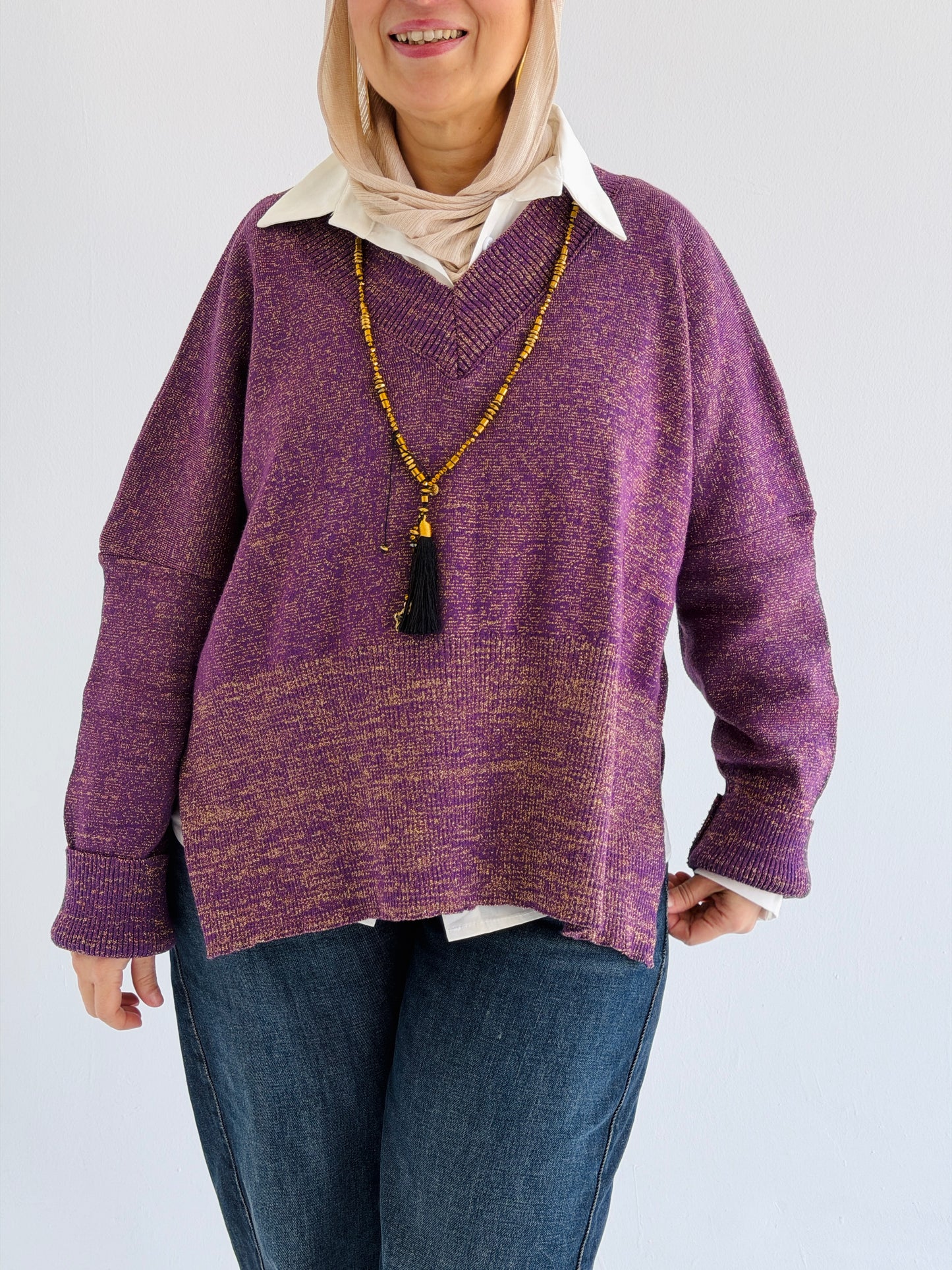 Nova — Metallic Gold Knit Top