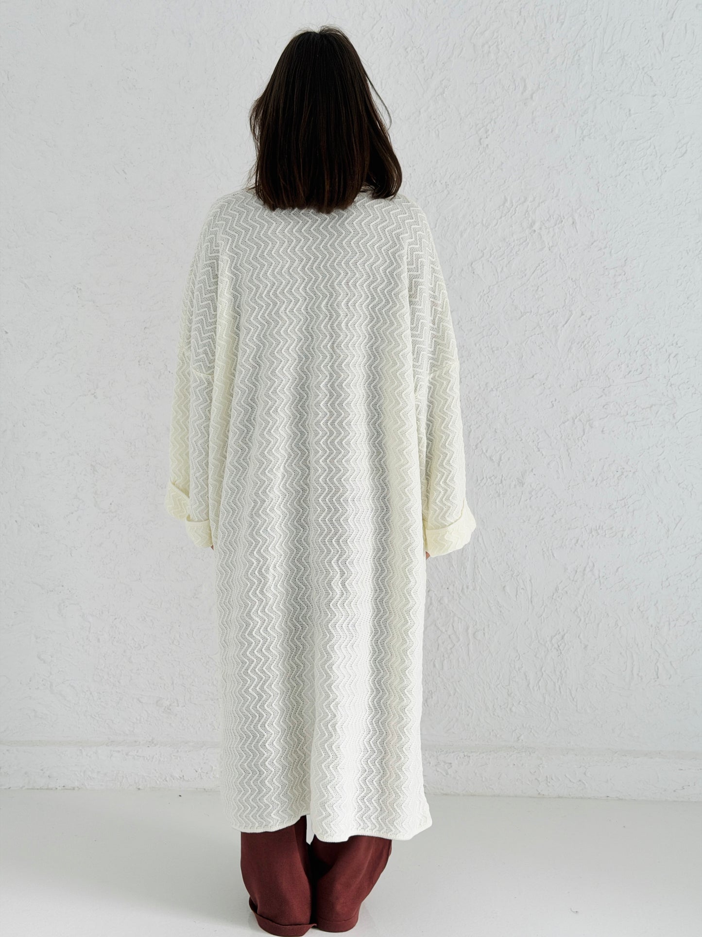 Motion Lines Coat in Off White