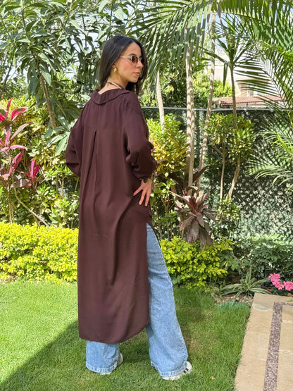 Cotton shirt Dress (chocolate brown)