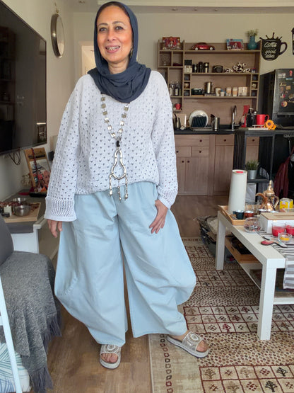 Sliver Air Knit Top in white
