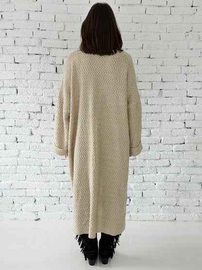 Motion Lines Coat in Beige