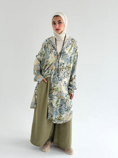 Lora Cotton Shirt Dress in Olive