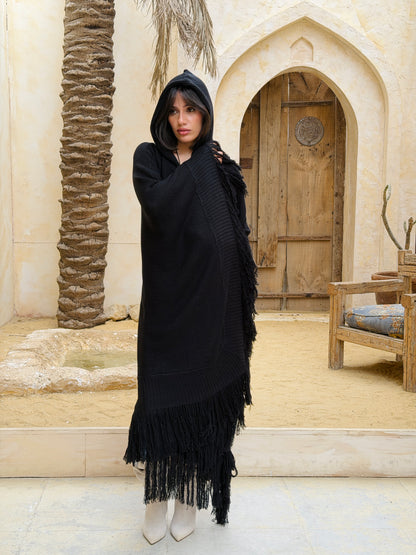 نَفَس — Nafas
Tassel Knitted Cape in black