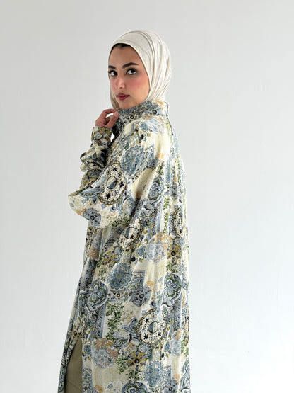 Lora Cotton Shirt Dress in Olive