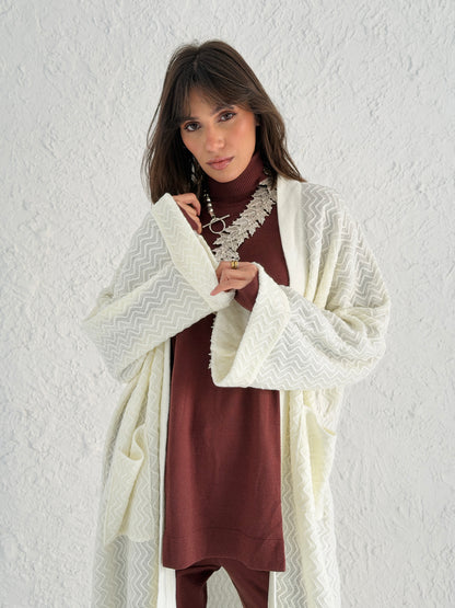 Motion Lines Coat in Off White