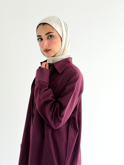 Burgundy Linen Shirt dress
