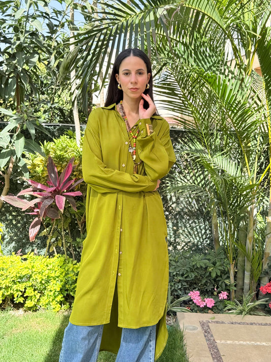 Cotton Shirt dress (Kiwi)