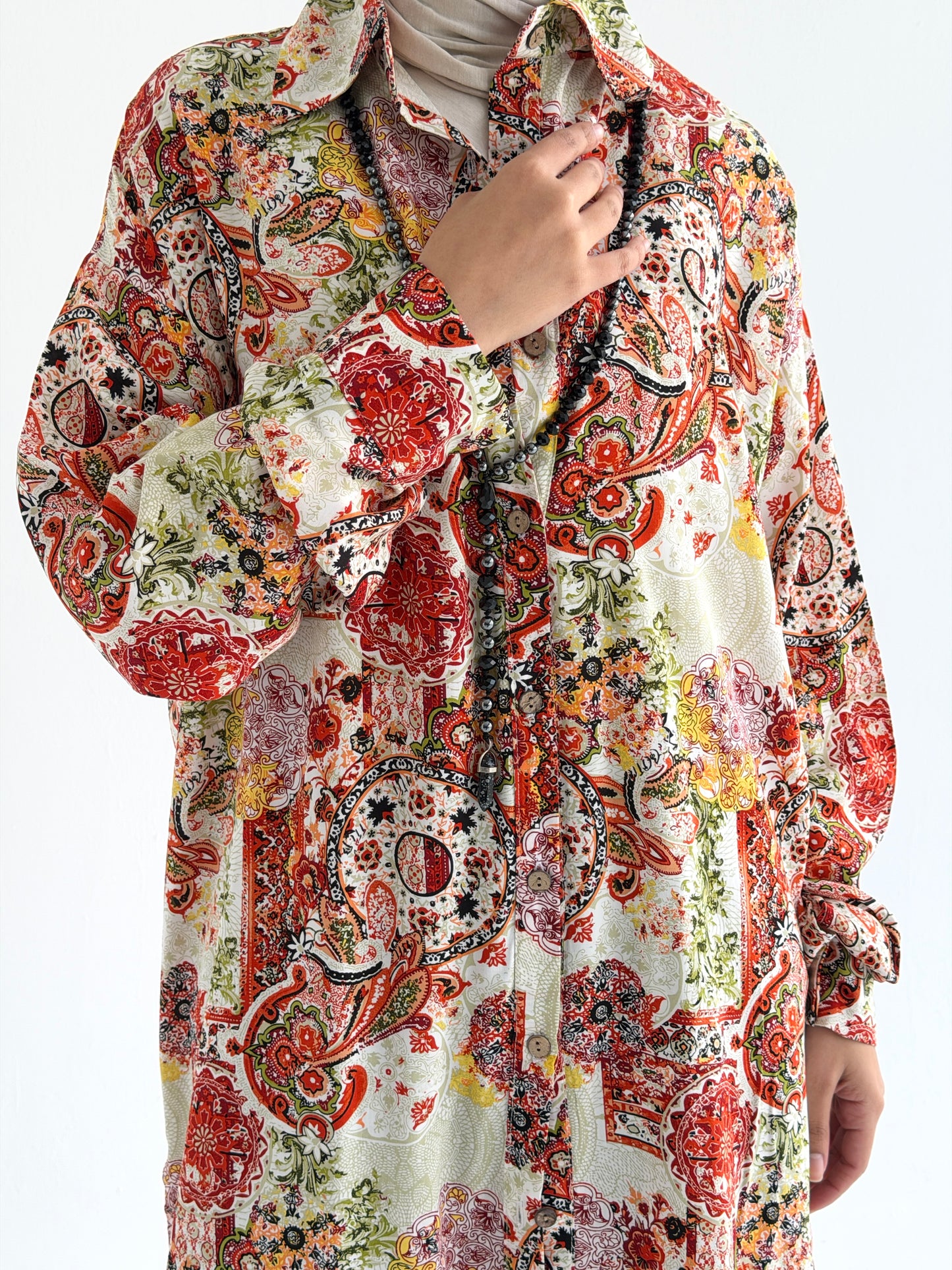 Lora Cotton Shirt dress in Orange