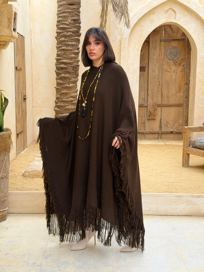 نَفَس — Nafas
Tassel Knitted Cape in brown