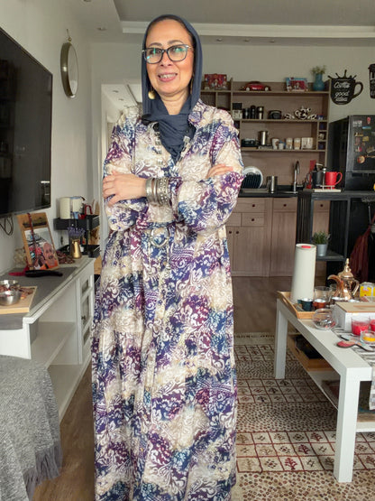 Paradise Cotton Dress in blue pattern