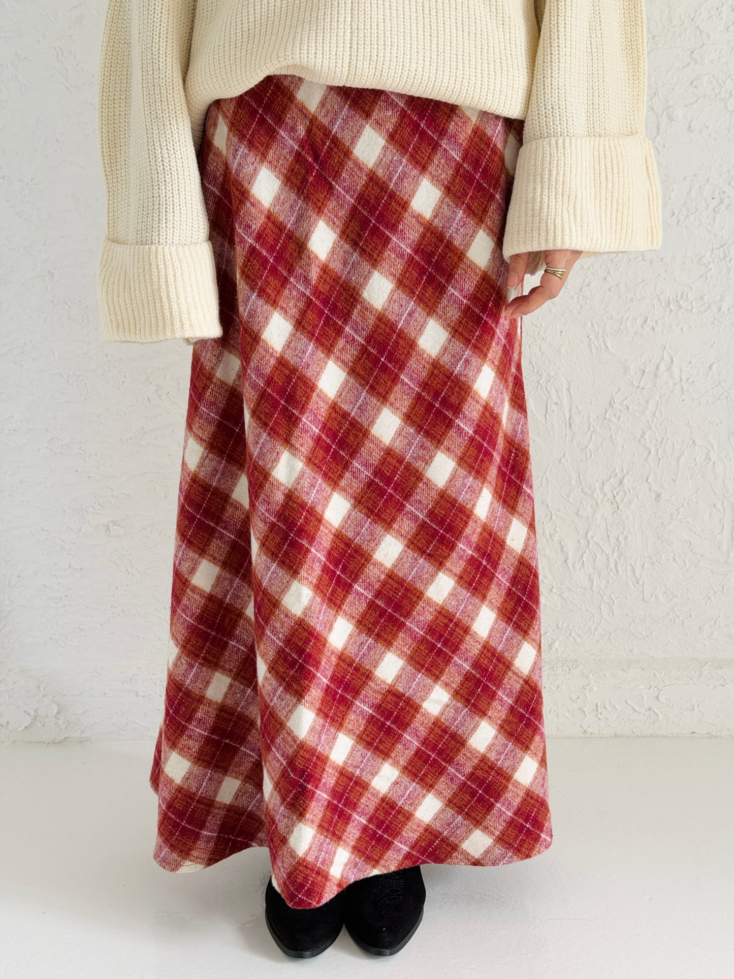 Checked Maxi skirt in Red