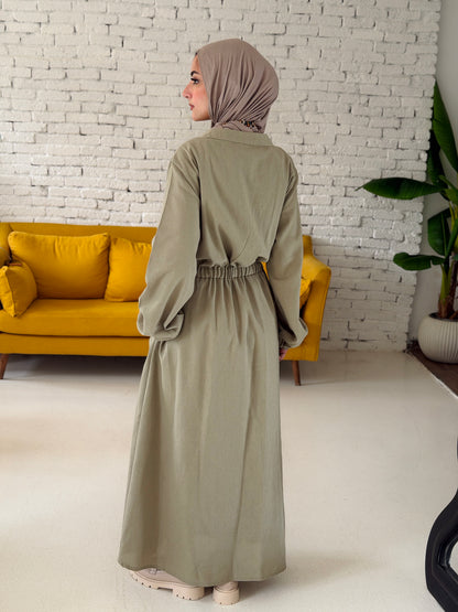 Linen dress color Olive