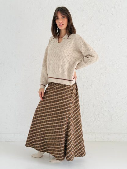 Polo Braided Sweater In Beige