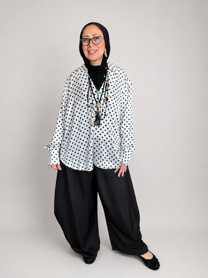 Polka Dot Satin Blouse