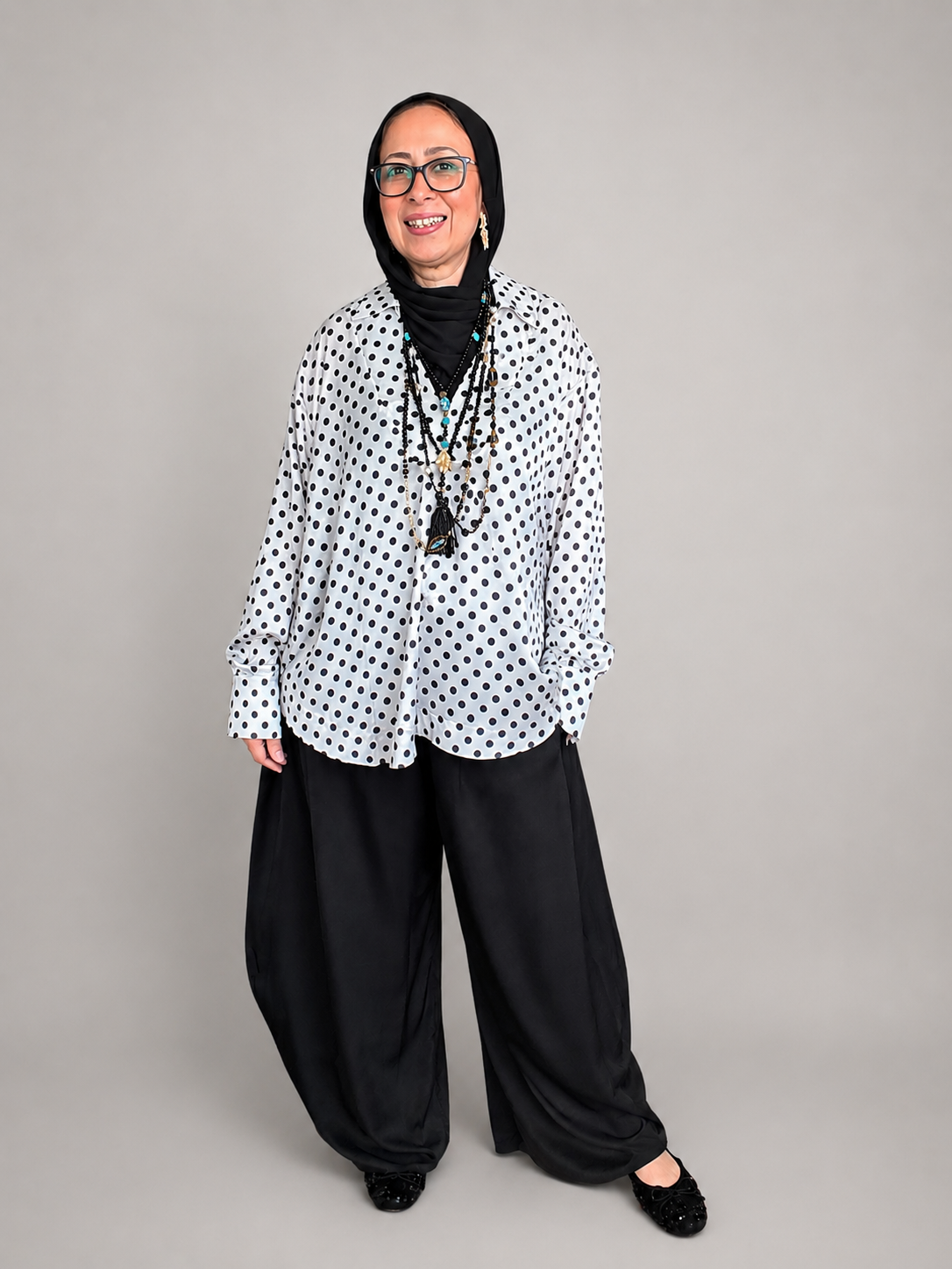 Polka Dot Satin Blouse