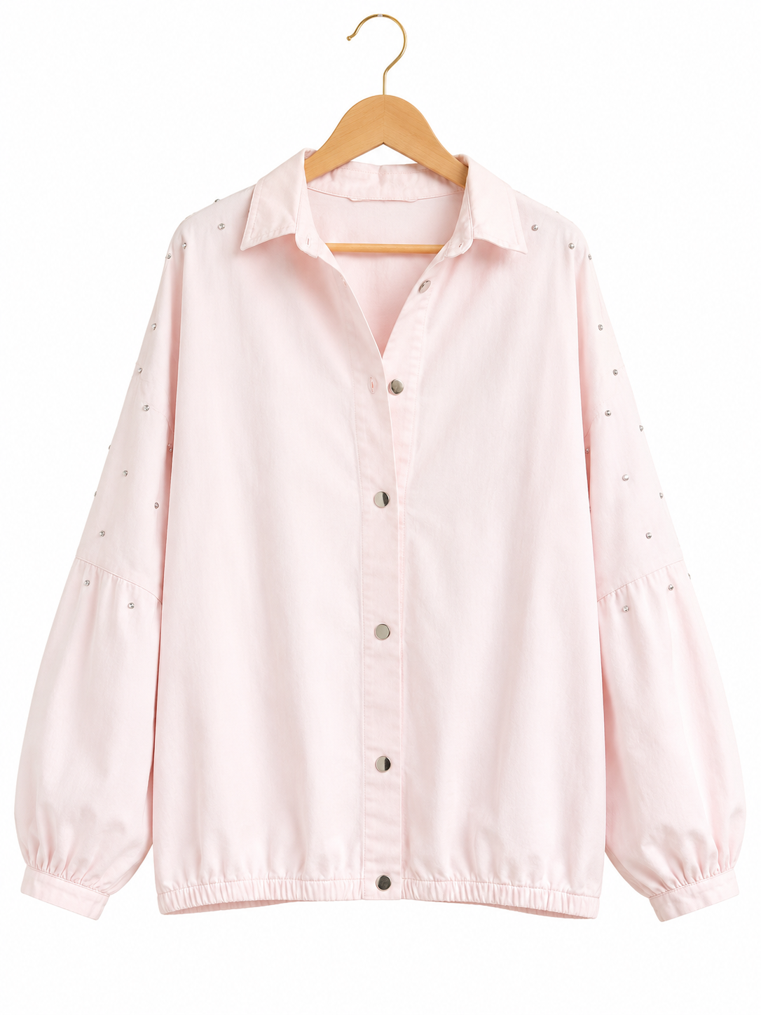 Silver Stud Gabardine Jacket in pink