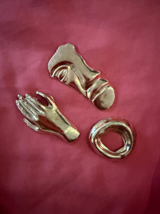 Sculpted Gold Pins
