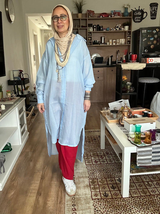 Coco Linen shirt Dress (baby blue)