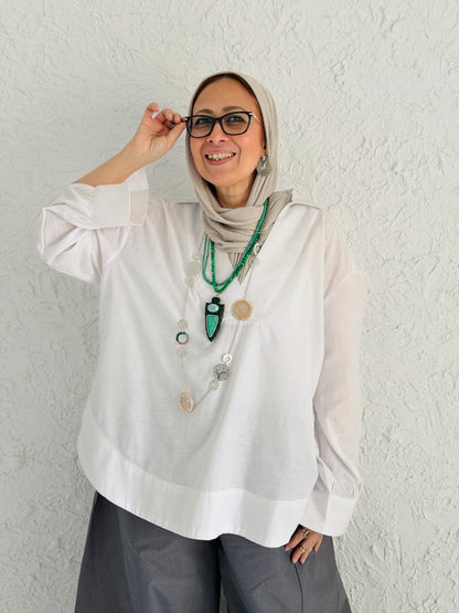 Cotton Blouse With Polo Collar