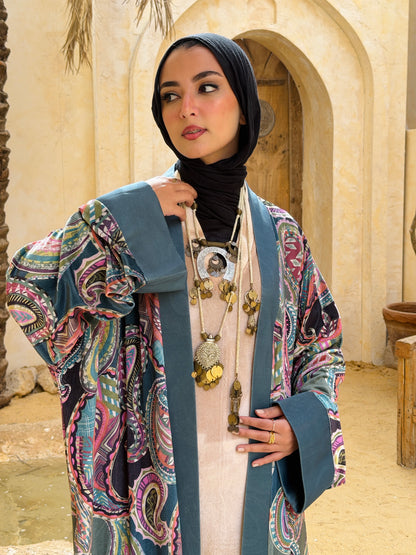 أَلْفَة —Alfa Elegant Paisley Velvet Kimono" Green  "
