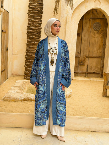 أَلْفَة —Alfa Elegant Paisley Velvet Kimono" Triqous  "