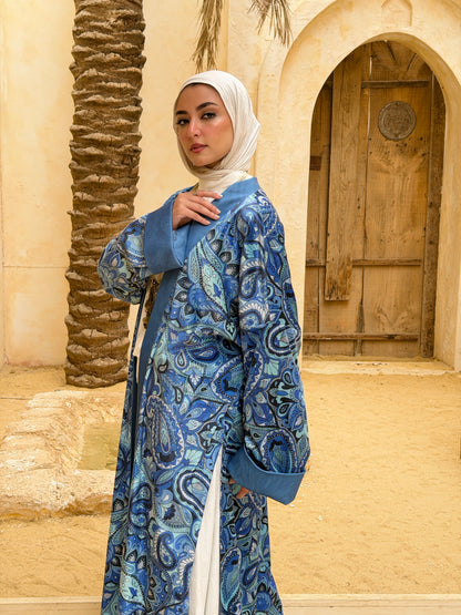 أَلْفَة —Alfa Elegant Paisley Velvet Kimono" Triqous  "