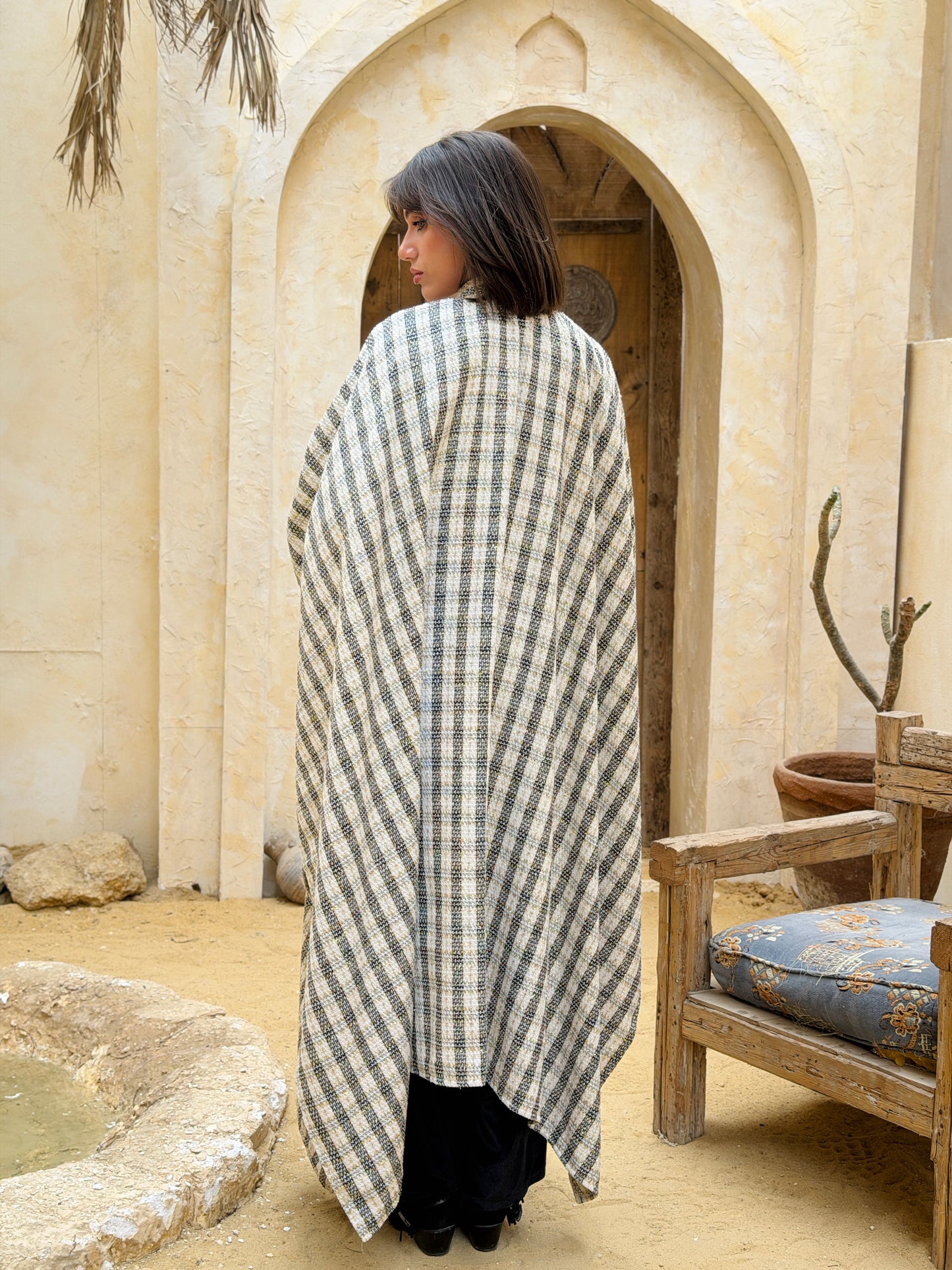 وِصَال — Wesal Gold striped wool cape