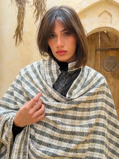 وِصَال — Wesal Gold striped wool cape