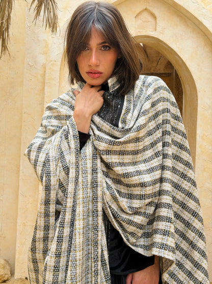 وِصَال — Wesal Gold striped wool cape