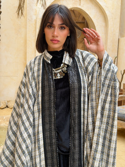 وِصَال — Wesal Gold striped wool cape