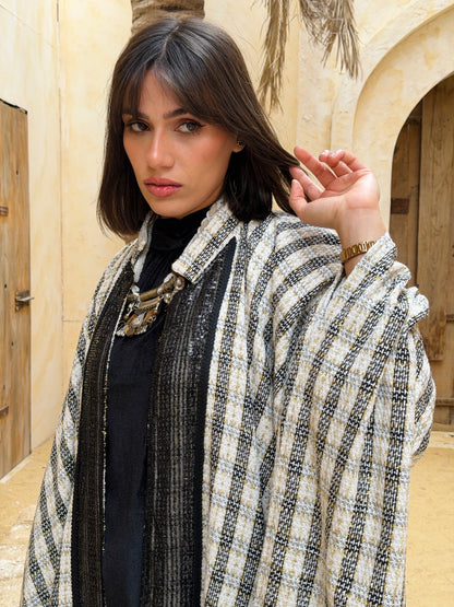 وِصَال — Wesal Gold striped wool cape