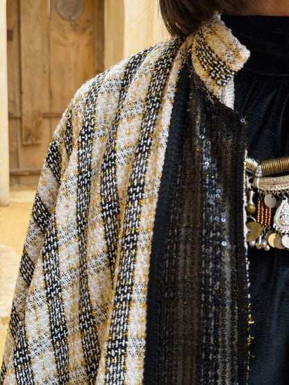 وِصَال — Wesal Gold striped wool cape