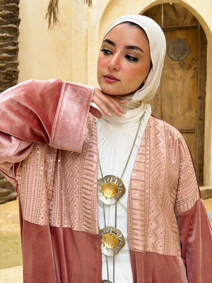 رَوْح — Rouh  Embroidery velvet Abaya "brick"